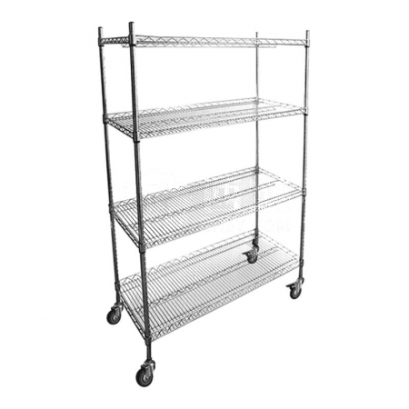 Fengmang Carbon Steel Chrome Plated Movable Mesh Shelf FM-1245M-100 | Four Layer Storage Unit