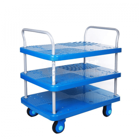 Lianhe Super Static Wheel Three Layer Handcart PLA150-T3-D | 150 KG Double Handrail Truck