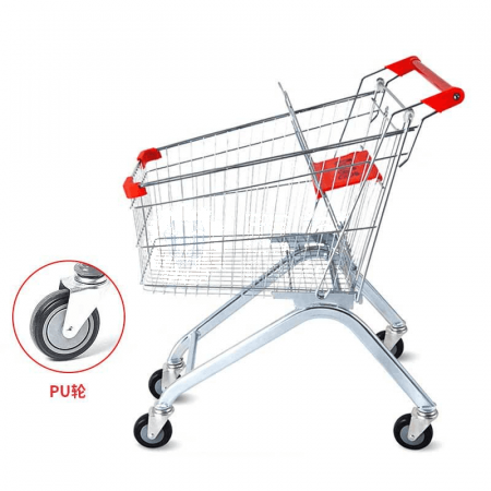 HSDK Supermarket Shopping Cart 240L - Silver White with PU Wheels &amp; Child-Friendly Seating