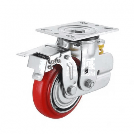 NL 6 Inch Polyurethane Single Spring Shock-Absorbing Movable Brake Wheel – 300KG Load Capacity for Heavy-Duty Applications