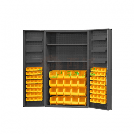 DURHAM MFG Storage Cabinet with 14 Material Boxes &amp; 2 Heavy-Duty Shelves | 914 x 457 x 1829 mm