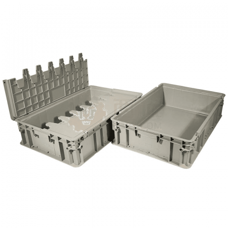 Powerking H Type 2 Turnover Box PK-H2 (Uncovered) – Durable Gray Plastic Storage Box for Industrial &amp; Commercial Use