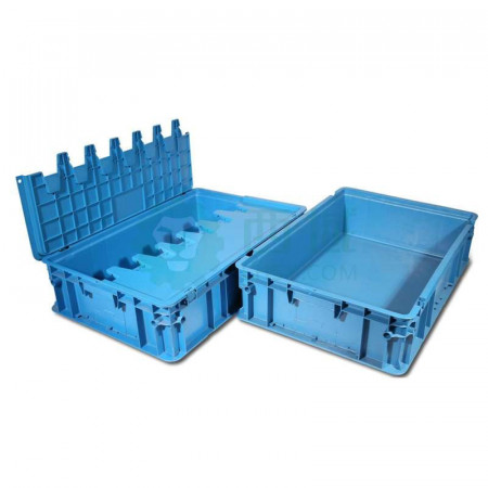 Powerking H Type 2 Turnover Box with Lid – Stackable Plastic Storage Solution (600 × 400 × 148mm) for Warehouse &amp; Logistics