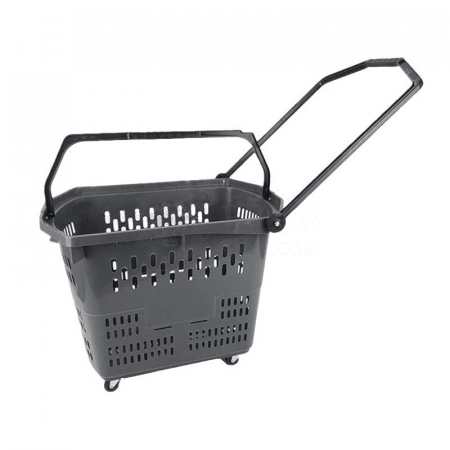 Lihe Large Four-Wheel Pull Rod Basket - Durable &amp; Stylish 620 × 430 × 470mm Gray Basket