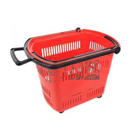 Lihe Small Four Wheel Pull Rod Handbasket - Spacious &amp; Durable 560 × 365 × 390mm Red Basket