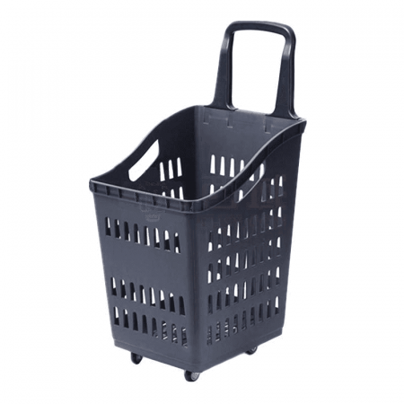 Lihe High Back Four Wheel Pulley Basket - Spacious &amp; Durable 490 × 385 × 845mm Dark Grey Basket