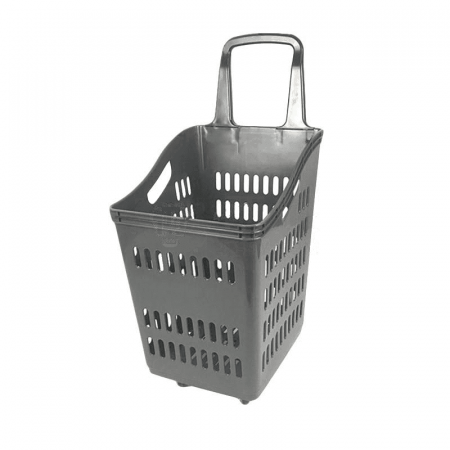 Lihe Bright High Back Four Wheel Pulley Basket - Spacious &amp; Durable 490 × 380 × 850mm Dark Grey Basket