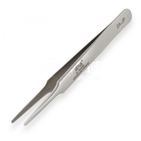 VETUS 2A-JP Ultra Precision Fine Tweezers 120mm – Flat-Round Anti-Magnetic Tweezers for Electronics