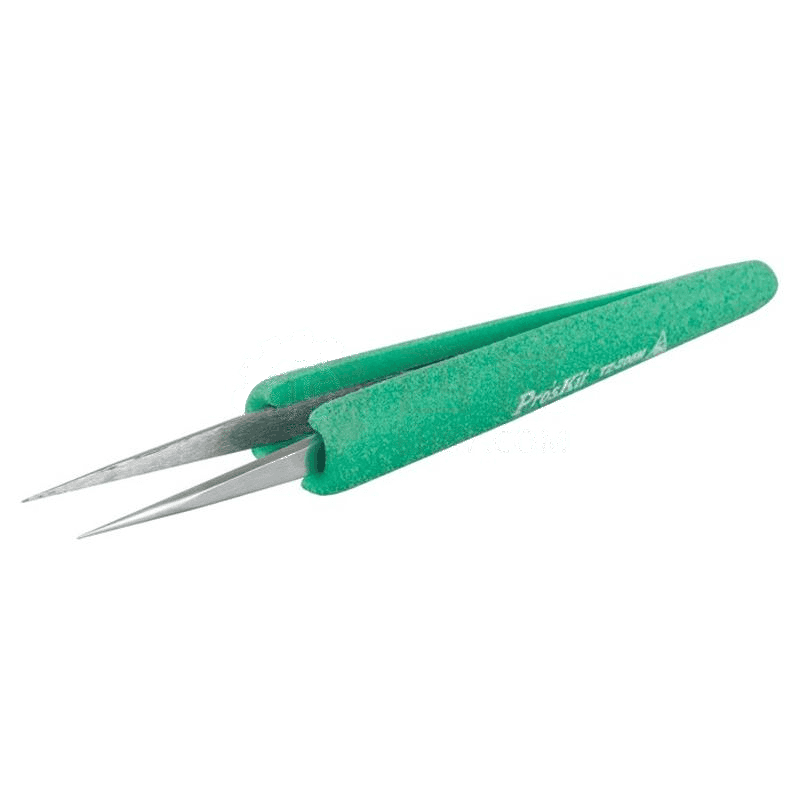 Pro'sKit/Baogong Anti-Static and Anti-Slip Soft Sleeve Special Pointed Tweezers TZ-205N – Precision ESD-Safe Tool for Electronics &amp; PCB Repair