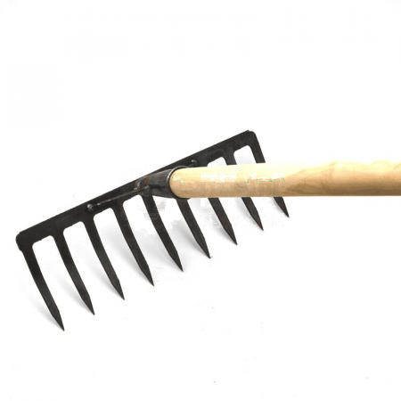 Lijin Manganese Steel 9-Tooth Rake – 1.2m Wooden Handle for Gardening &amp; Landscaping