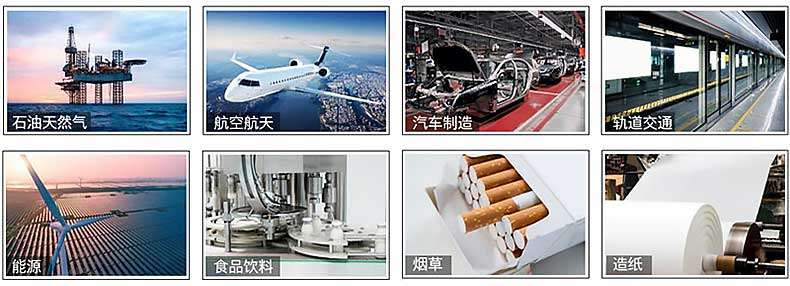 Oil and gas, aerospace, automobile manufacturing, rail transit, tobacco, energy, food, beverage, papermaking